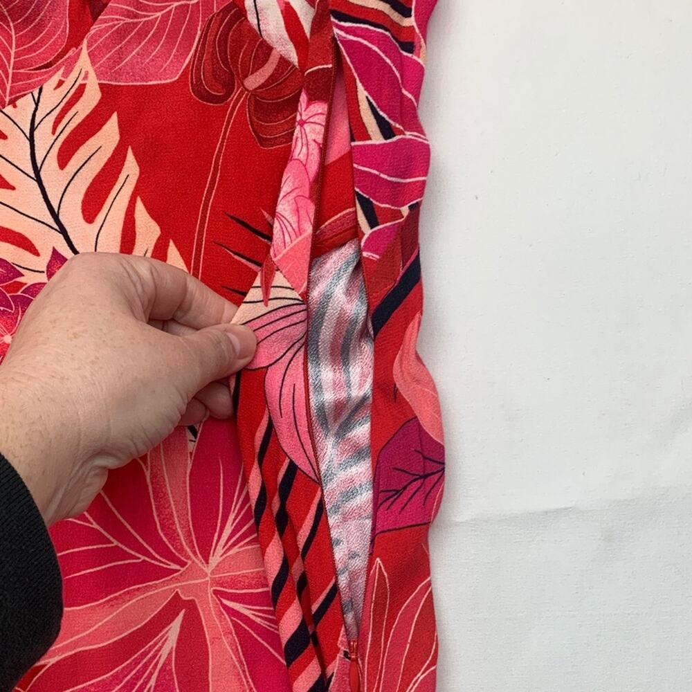 Farm Rio xs Philipa maxi dress Tropical Red Pink women's party Hawaiian resort - Picture 8 of 12